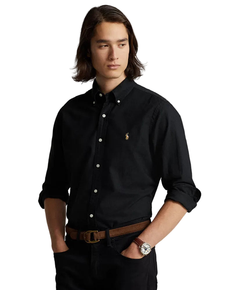 POLO RL OXFORD BUTTON DOWN SLIM FIT SHIRT-BLACK