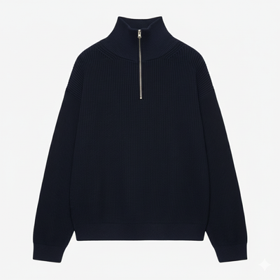 P&B RIBBED KNIT SWEATER-NAVY