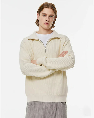 P&B RIBBED KNIT SWEATER-WHITE