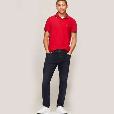 TH  SMALL FLAG SIGNATURE POLO SHIRT-RED