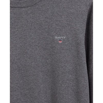 GA NT Classic Cotton Crew Neck Sweater-dark grey melange