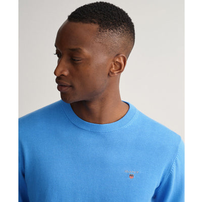 GA NT Classic Cotton Crew Neck Sweater-pacific blue