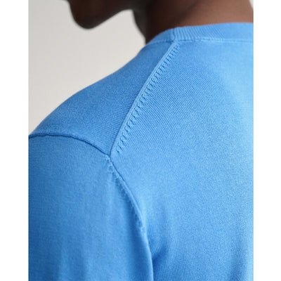 GA NT Classic Cotton Crew Neck Sweater-pacific blue