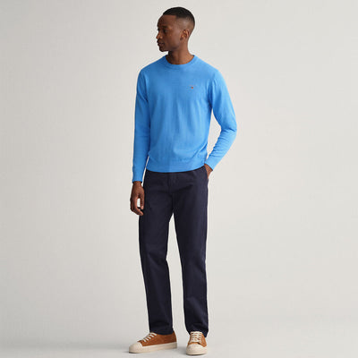 GA NT Classic Cotton Crew Neck Sweater-pacific blue