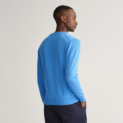 GA NT Classic Cotton Crew Neck Sweater-pacific blue