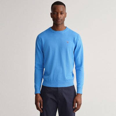 GA NT Classic Cotton Crew Neck Sweater-pacific blue