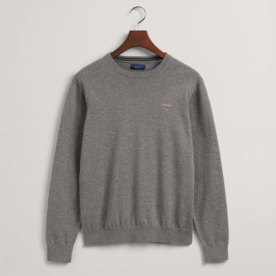 GA NT Classic Cotton Crew Neck Sweater-dark grey melange