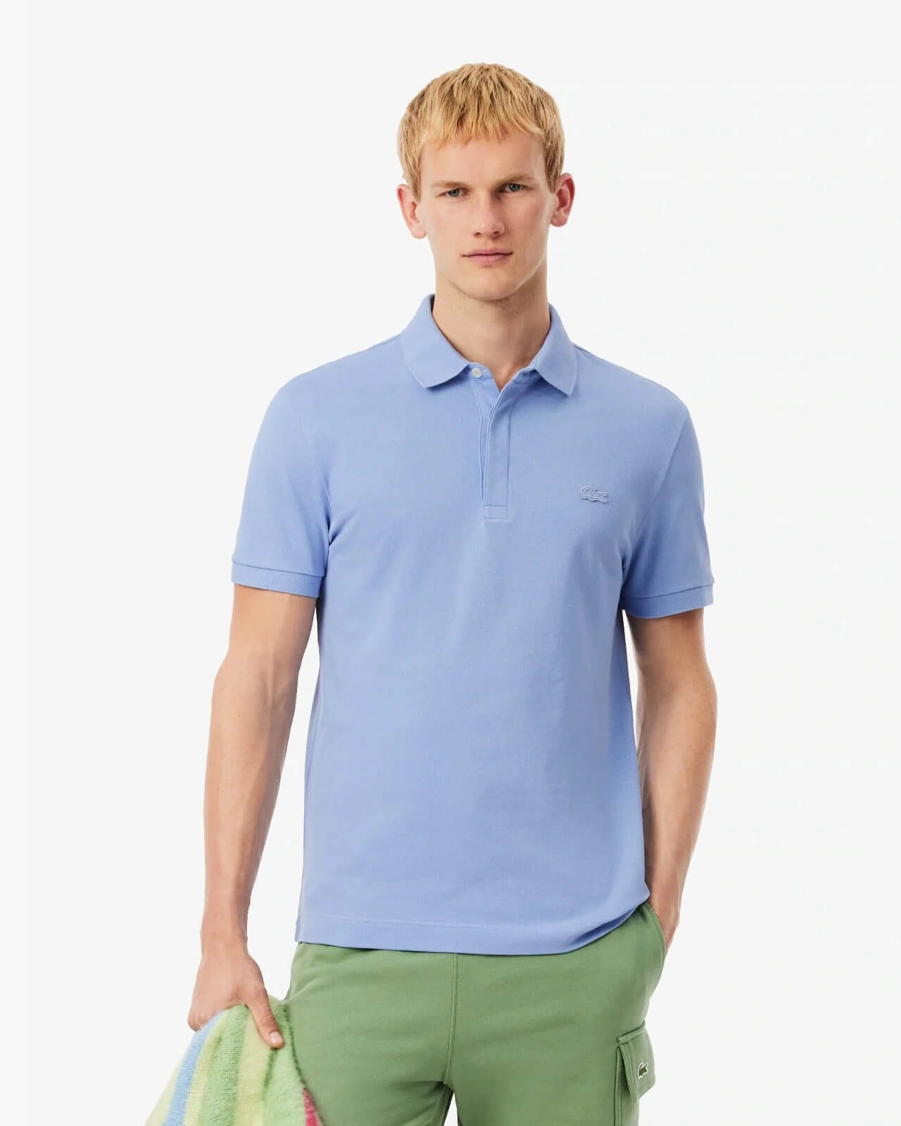 LAC SLIM FIT PARIS STRETCH PIQUE POLO SHIRT-SKY BLUE