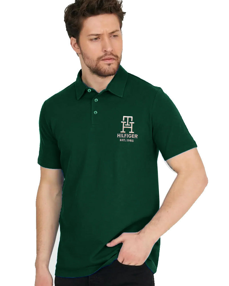 TH PLAIN EMBROIDED LOGO POLO SHIRT-GREEN