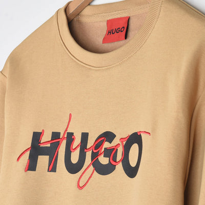 HU - Men 'Beige' Hybrid Logo Fleece Sweatshirt