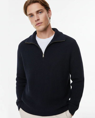 P&B RIBBED KNIT SWEATER-NAVY