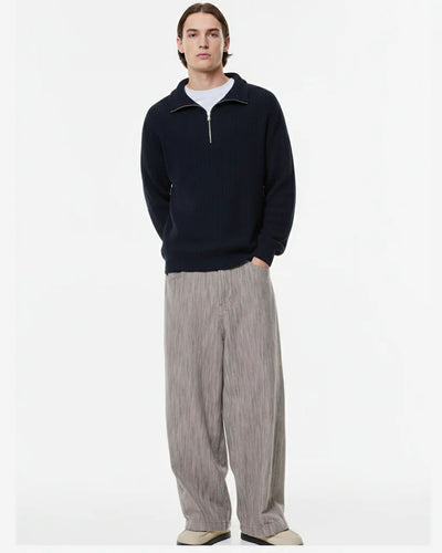 P&B RIBBED KNIT SWEATER-NAVY