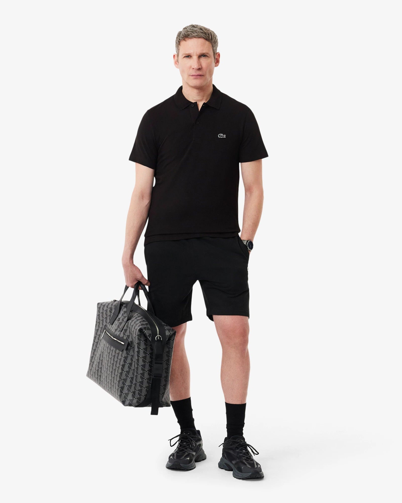 LAC MEN'S SLIM FIT POLO SHIRT-BLACK