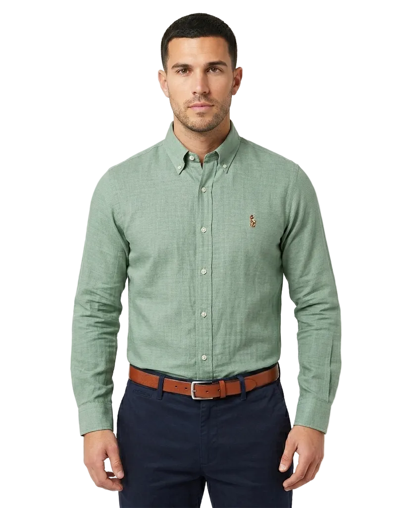 POLO RL OXFORD BUTTON DOWN SLIM FIT SHIRT-EMERALD GREEN
