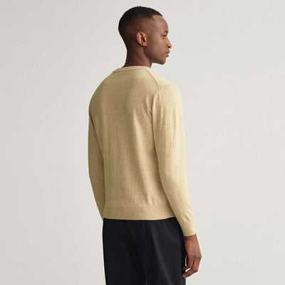 GA NT Classic Cotton Crew Neck Sweater-manila melange