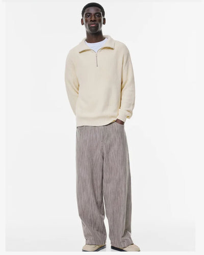 P&B RIBBED KNIT SWEATER-WHITE