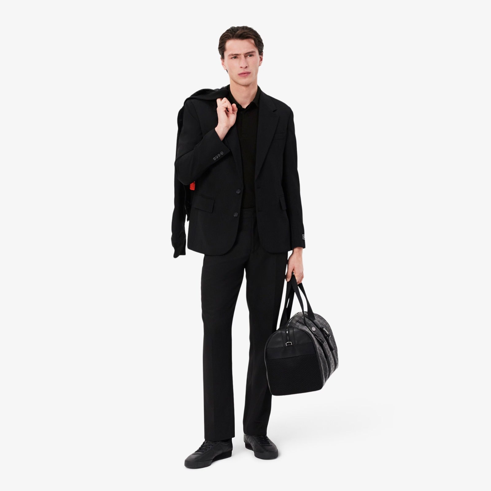 LAC SLIM FIT PARIS STRETCH PIQUE POLO SHIRT -BLACK