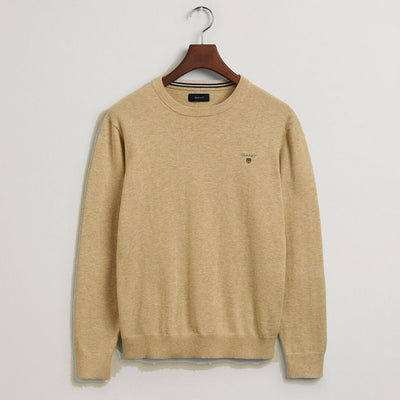 GA NT Classic Cotton Crew Neck Sweater-manila melange