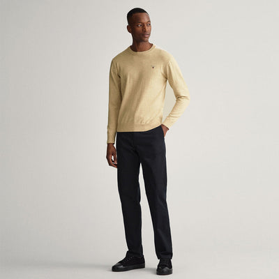 GA NT Classic Cotton Crew Neck Sweater-manila melange