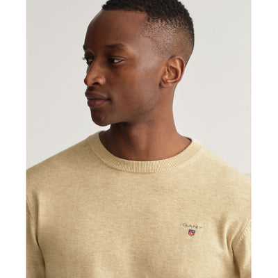 GA NT Classic Cotton Crew Neck Sweater-manila melange