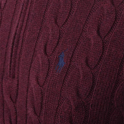 RL CABLE KNIT COTTON MAROON SWEATER