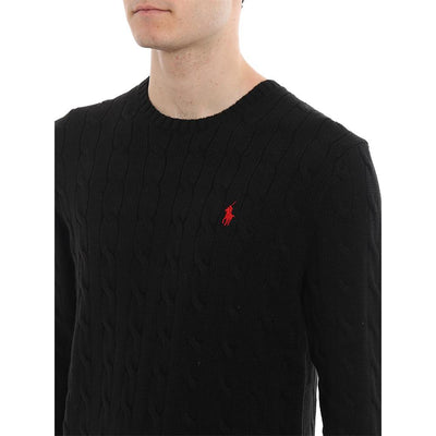 RL CABLE KNIT COTTON BLACK  SWEATER