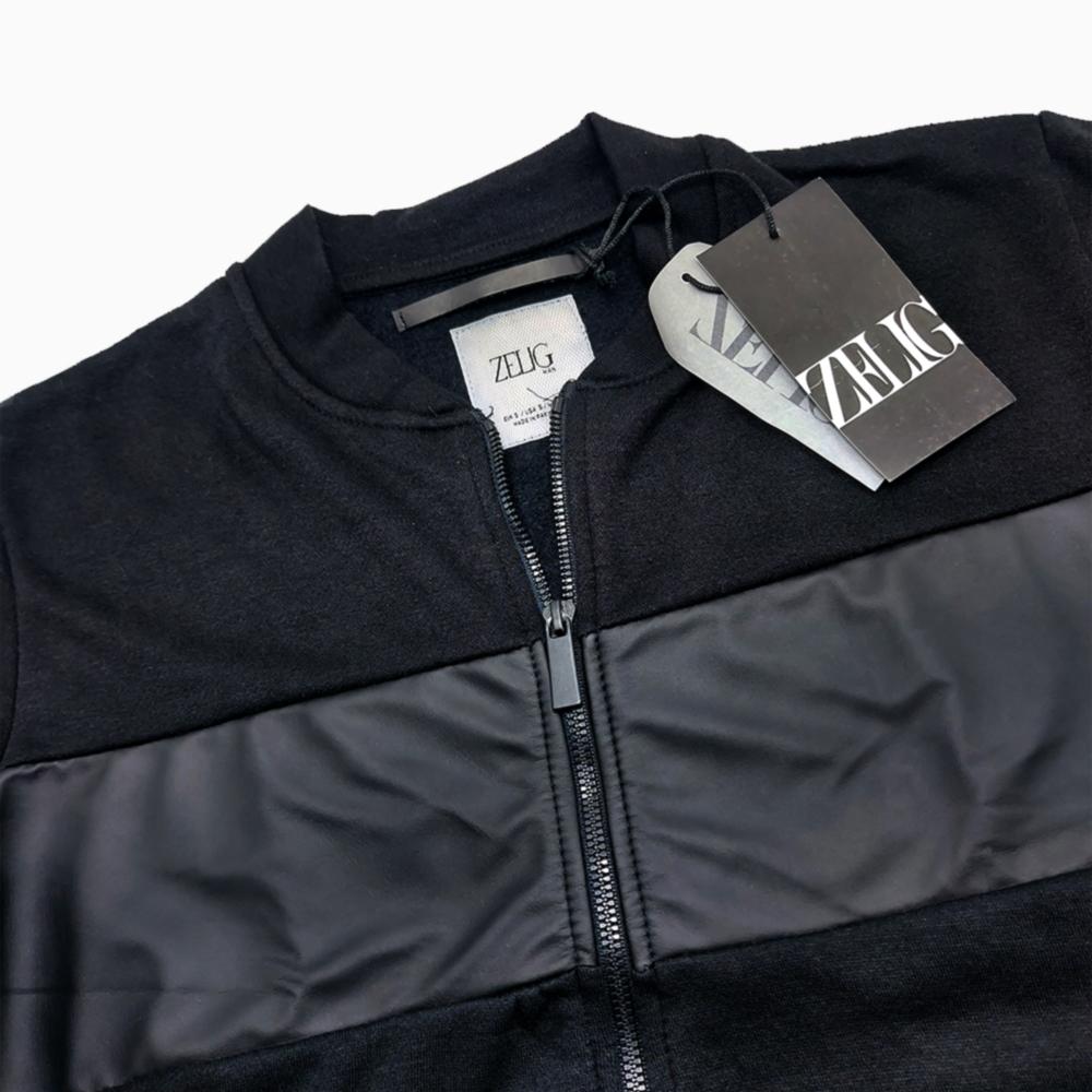 ZELG FLEES AND FAUX LEATHER BOMBAR JACKET