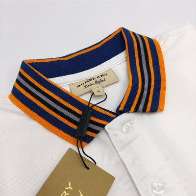 BUR BERRY CONTRAST COLLAR EMBROIDED WHITE POLO