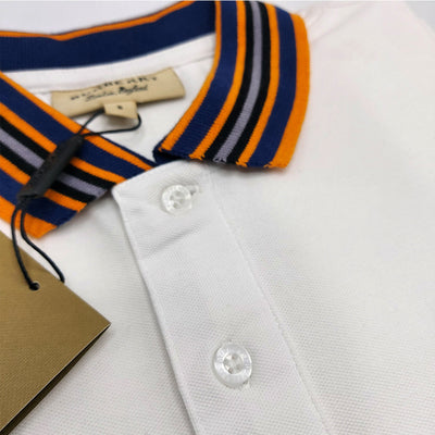 BUR BERRY CONTRAST COLLAR EMBROIDED WHITE POLO