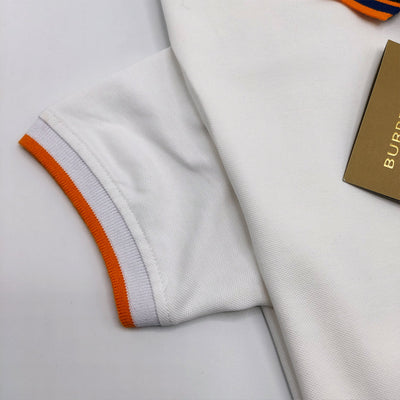 BUR BERRY CONTRAST COLLAR EMBROIDED WHITE POLO