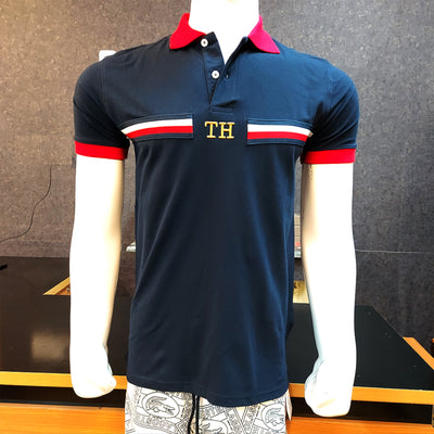 TH PREMIUM STRIPTED NAVY POLO