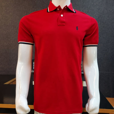 RL SIGNATURE SMALL PONY STRIPED POLO-RED