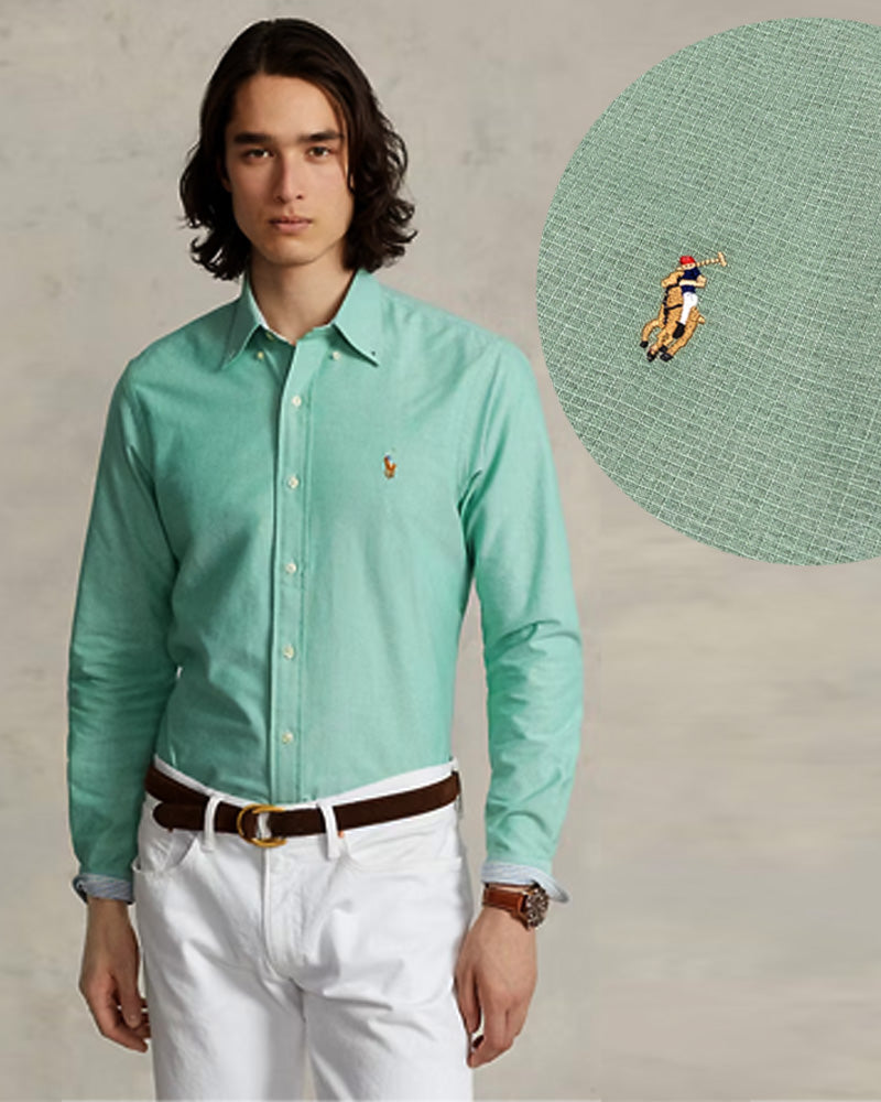 POLO RL OXFORD BUTTON DOWN SLIM FIT SHIRT-EMERALD GREEN