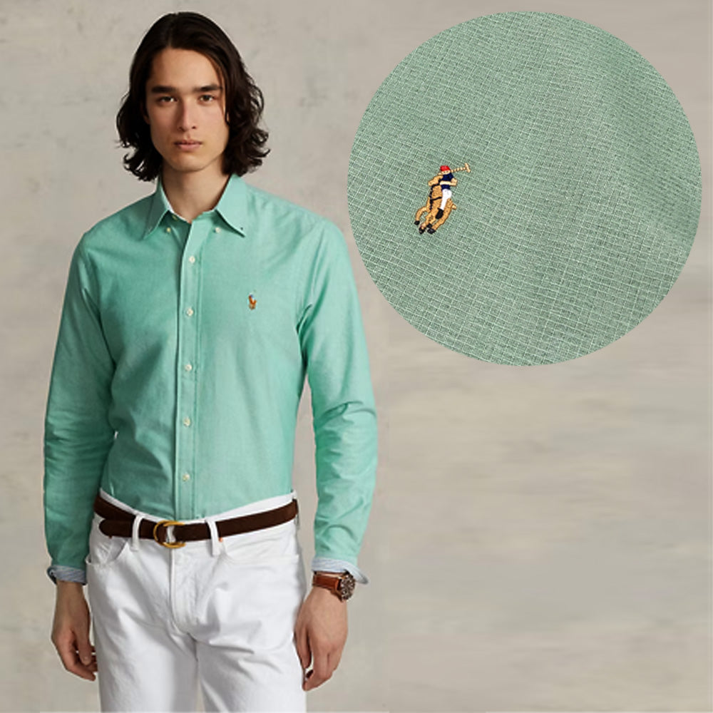 POLO RL OXFORD BUTTON DOWN SLIM FIT SHIRT-EMERALD GREEN