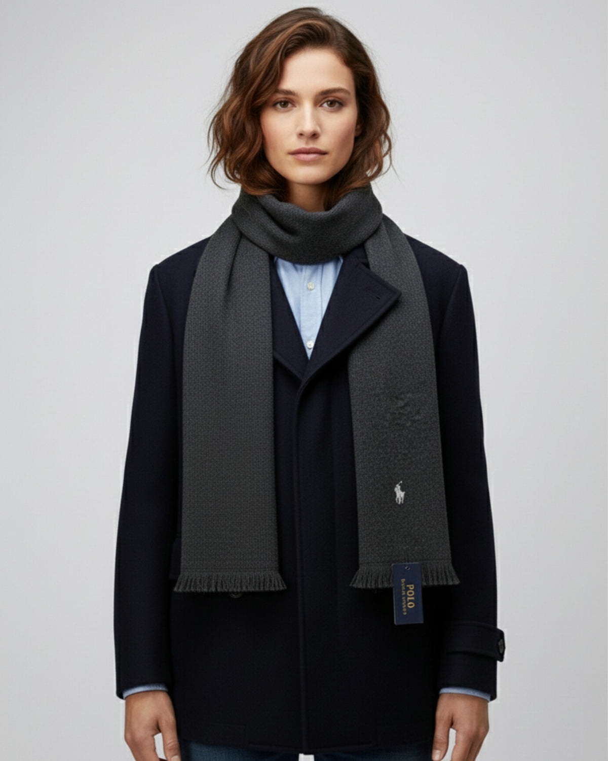 RL Merino Wool charcoal scarf