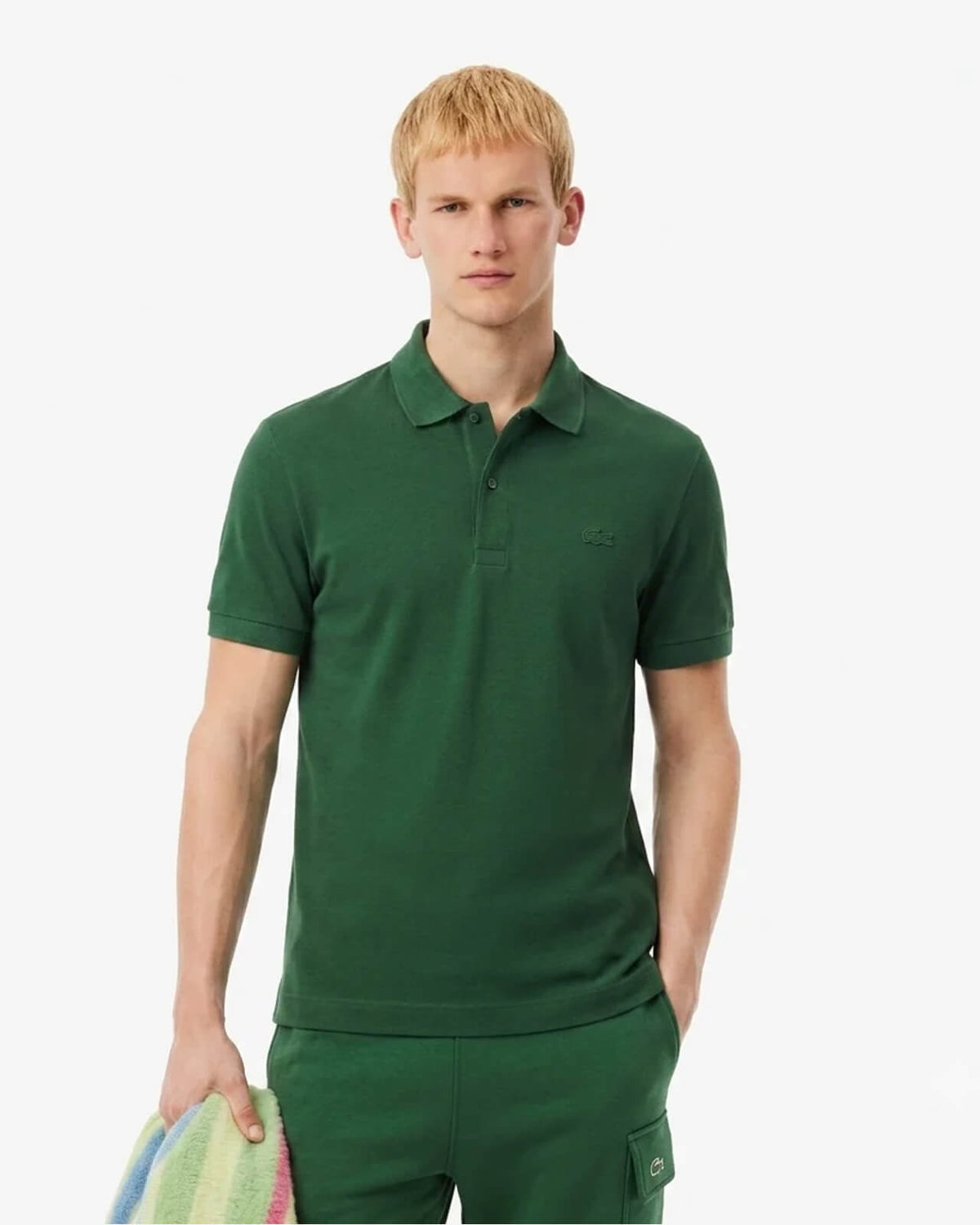 LAC SLIM FIT PARIS STRETCH PIQUE POLO SHIRT -green