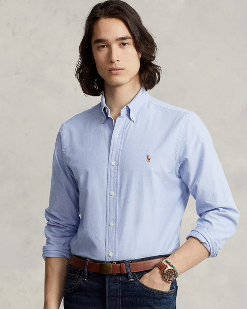 POLO RL OXFORD BUTTON DOWN SLIM FIT SHIRT-BLUE