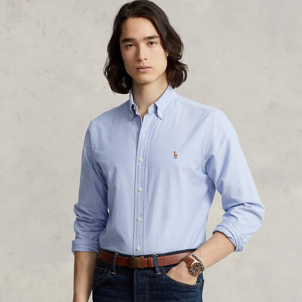 POLO RL OXFORD BUTTON DOWN SLIM FIT SHIRT-BLUE