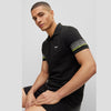 HU BOSS-Polo shirt with multicoloured logos-BLACK