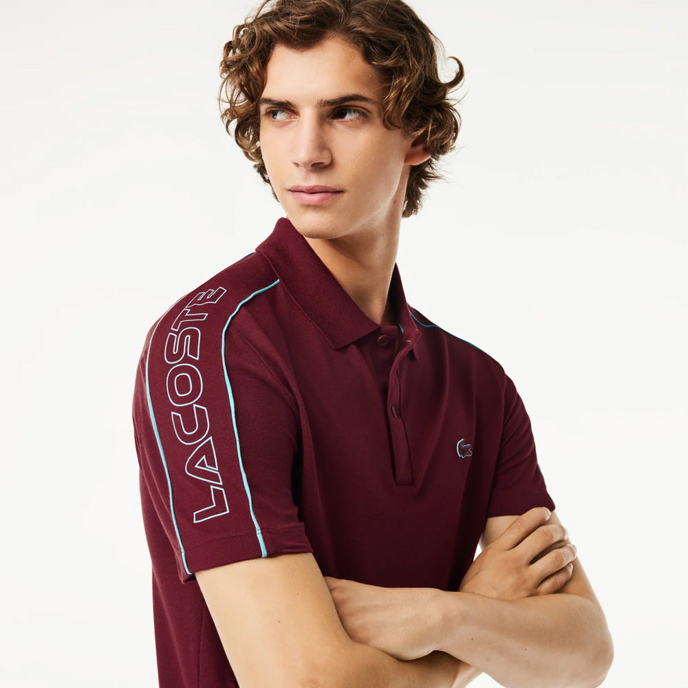 LAC Men's Slim Fit Tech Piqué Movement Polo-MAROON