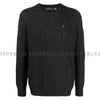 RL CABLE KNIT Wool SWEATER-charcoal