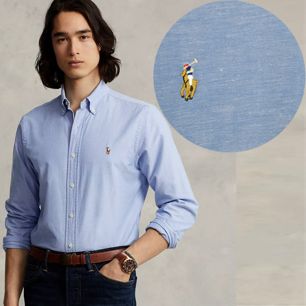 POLO RL OXFORD BUTTON DOWN SLIM FIT SHIRT-BLUE