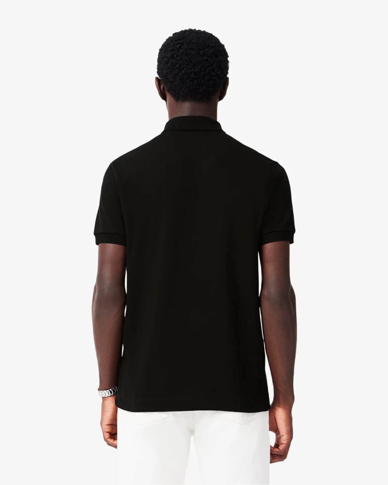 LAC SLIM FIT PARIS STRETCH PIQUE POLO SHIRT -BLACK
