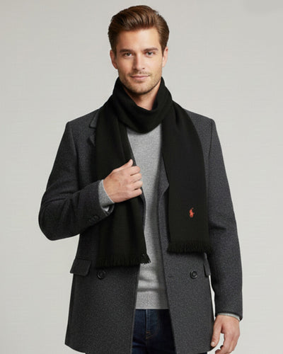 RL Merino Wool black scarf