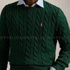 RL CABLE KNIT COTTON SWEATER-green