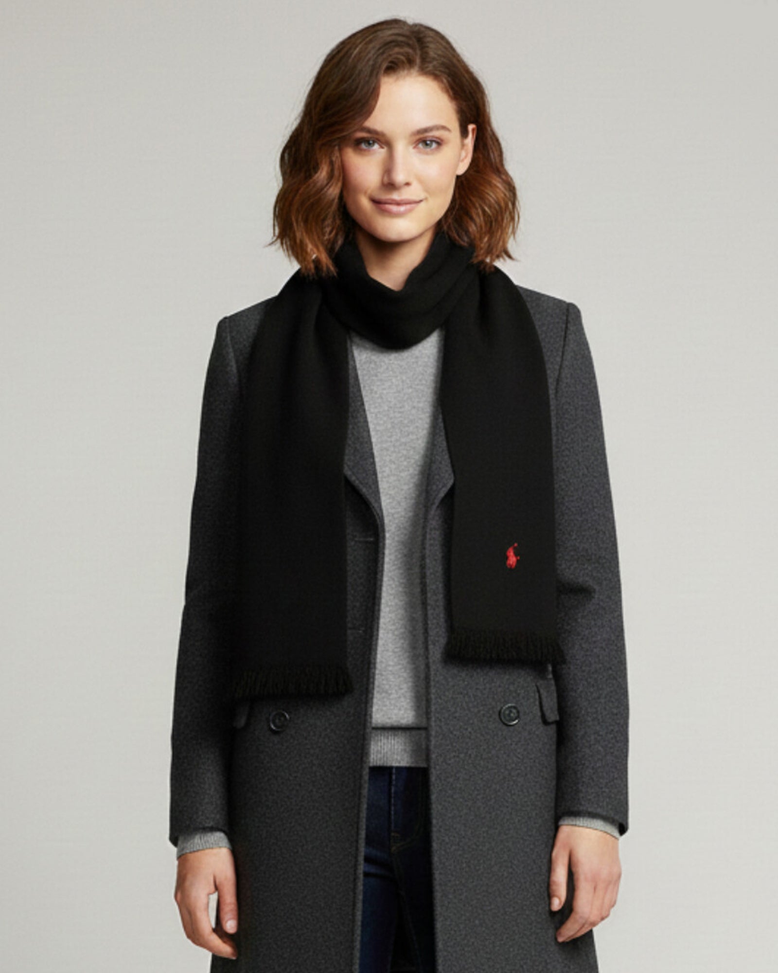 RL Merino Wool black scarf