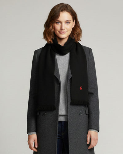 RL Merino Wool black scarf