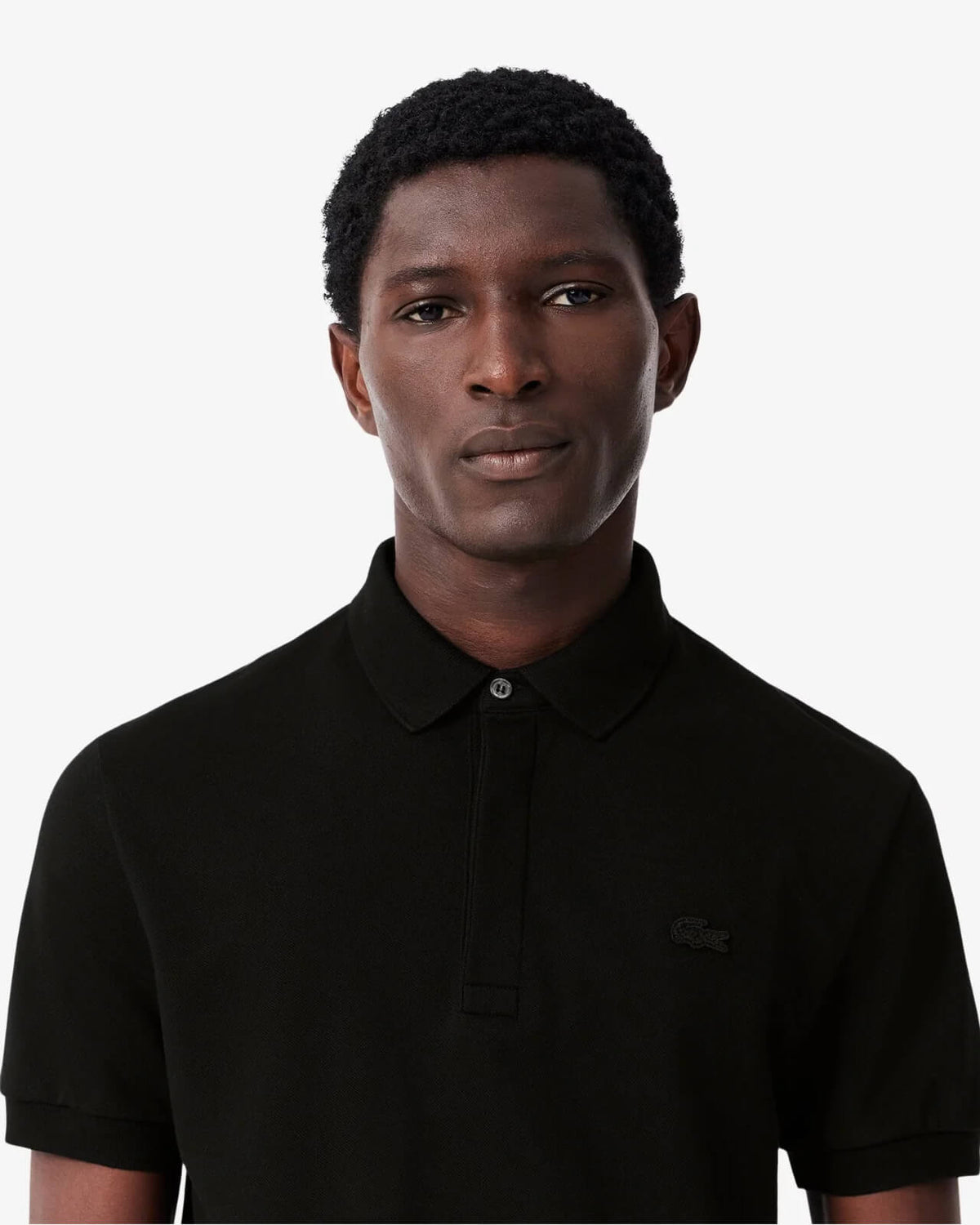 LAC SLIM FIT PARIS STRETCH PIQUE POLO SHIRT -BLACK