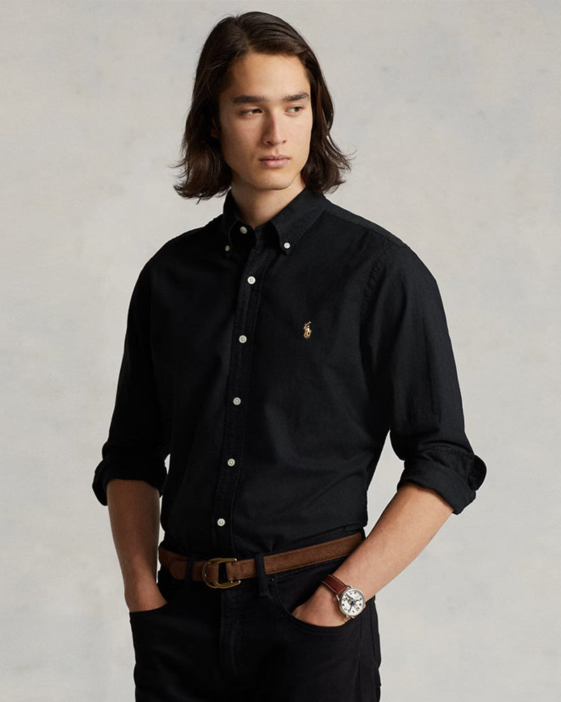 POLO RL OXFORD BUTTON DOWN SLIM FIT SHIRT-BLACK
