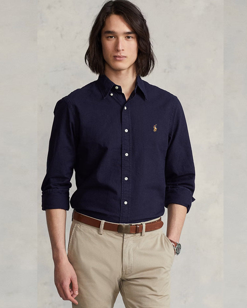 POLO RL OXFORD BUTTON DOWN SLIM FIT SHIRT-NAVY